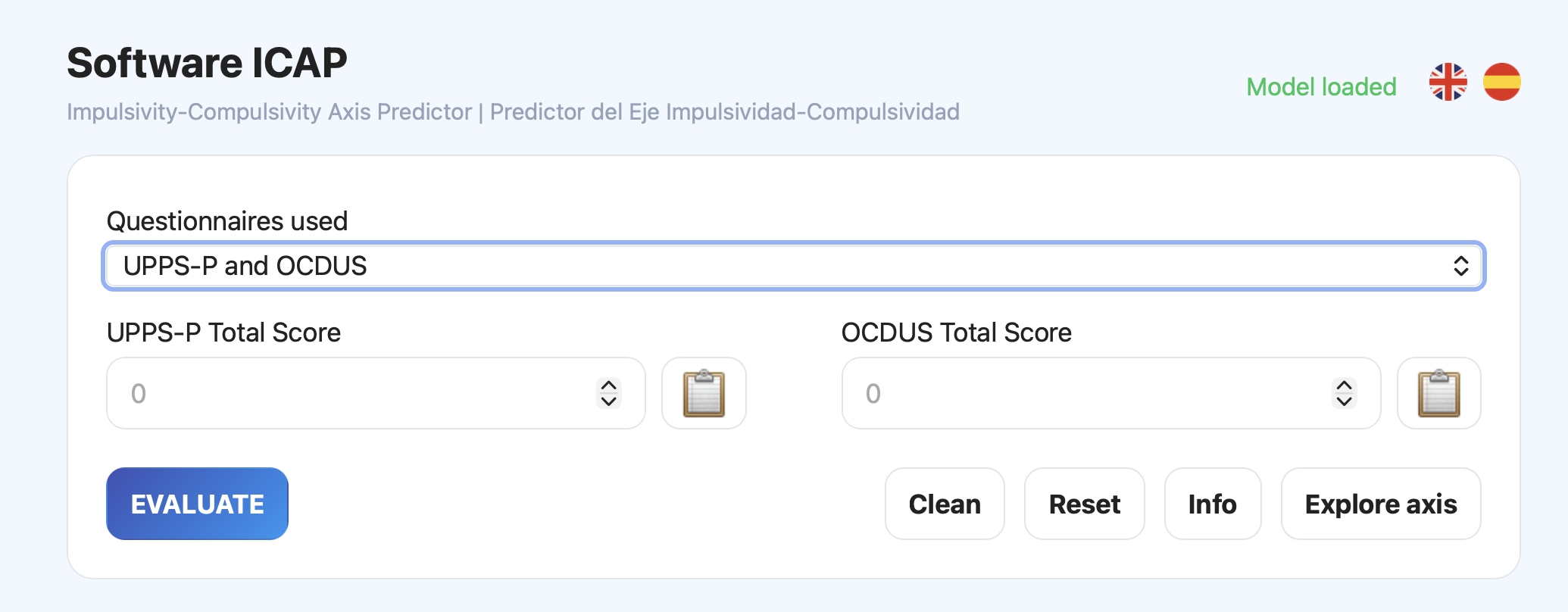 Aspecto de la aplicación ICAP