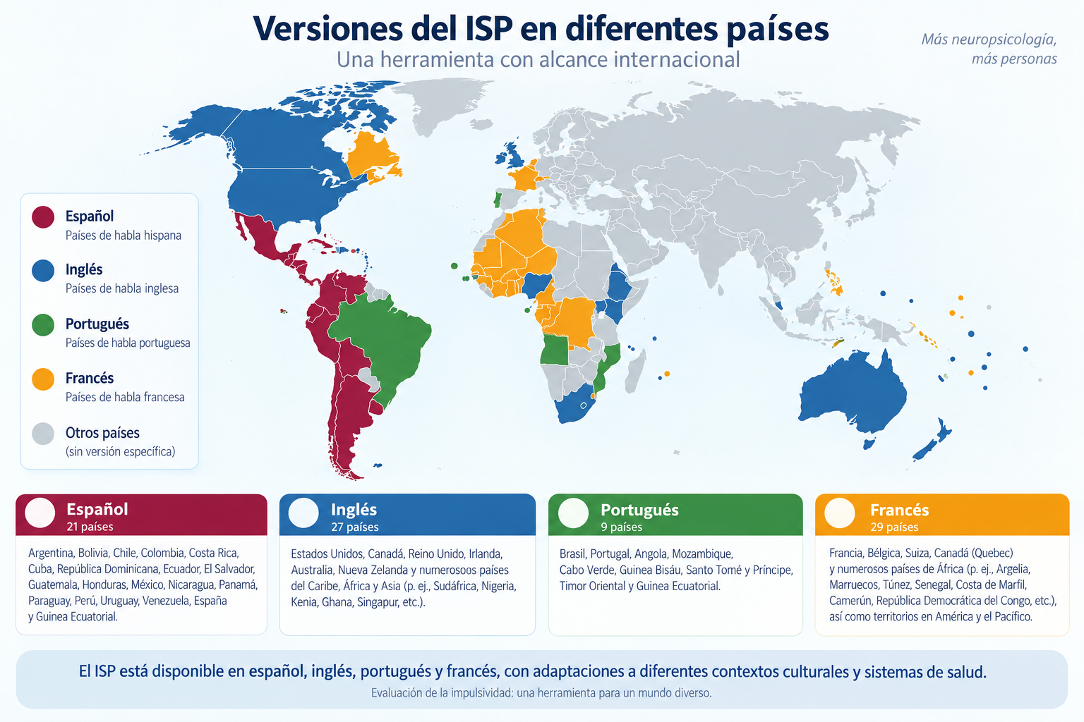 Mapa mundial de versiones lingüísticas del ISP